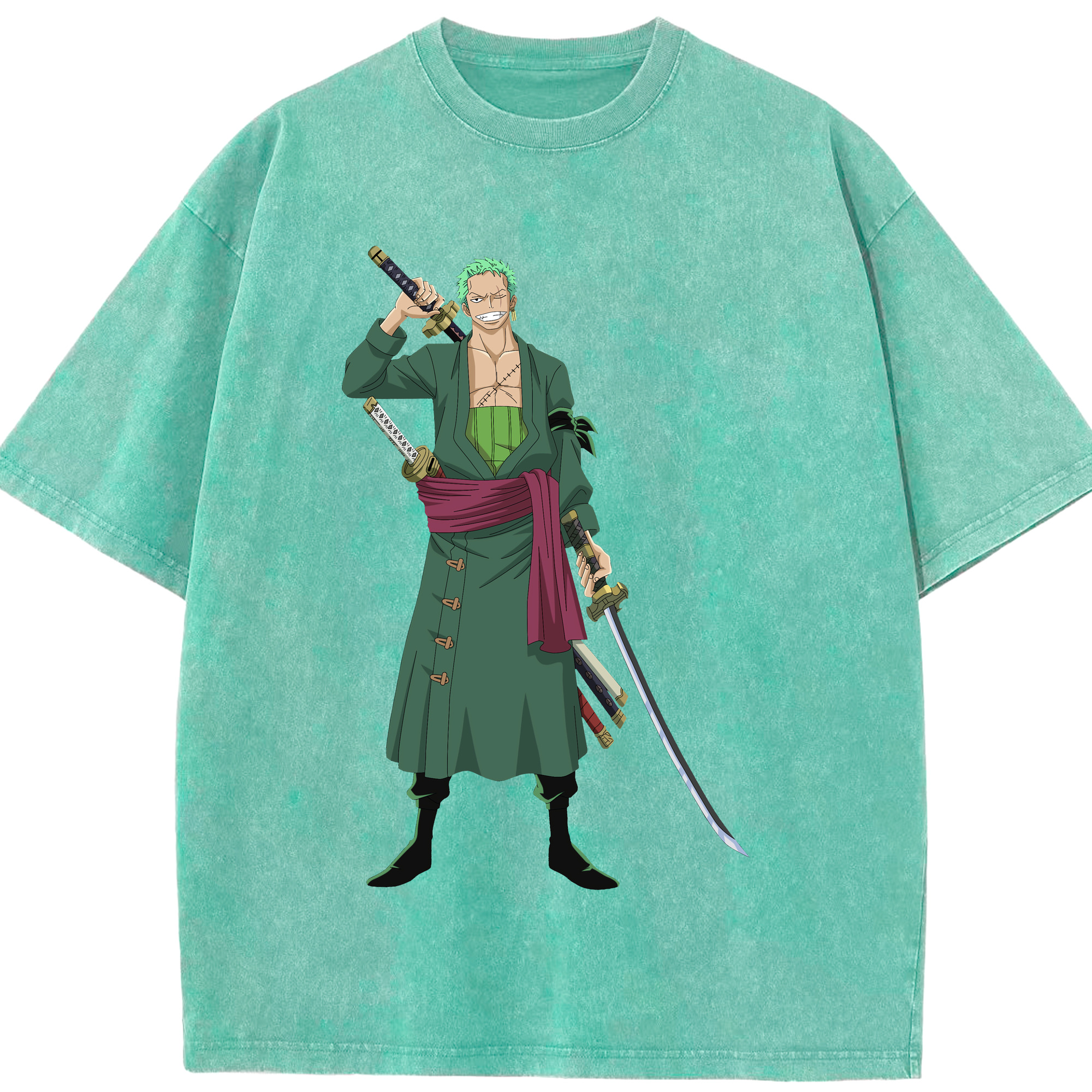 ワンピース ロロノア・ゾロ ONE PIECE Roronoa Zoro 綿100% ヴィンテージ風 半袖Tシャツ（フロントプリント）